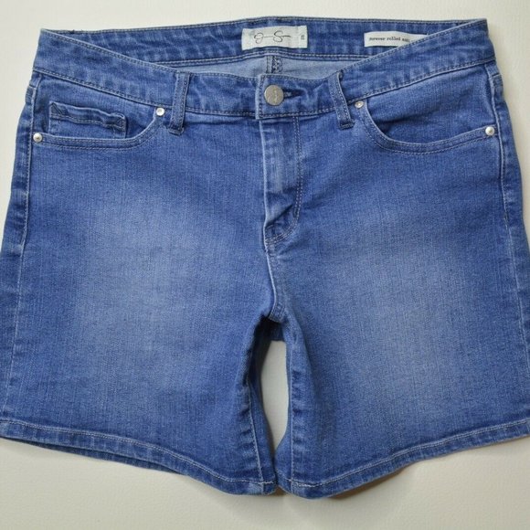 JESSICA SIMPSON Sz 28 Women FOREVER ROLLED MIDI SHORT Low Rise Blue Jean SHORTS - Picture 1 of 6